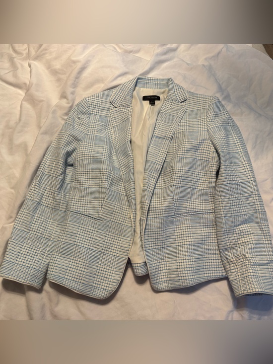 Ann Taylor Jackets & Blazers - Ann Taylor Blue and White Plaid-Texture Blazer